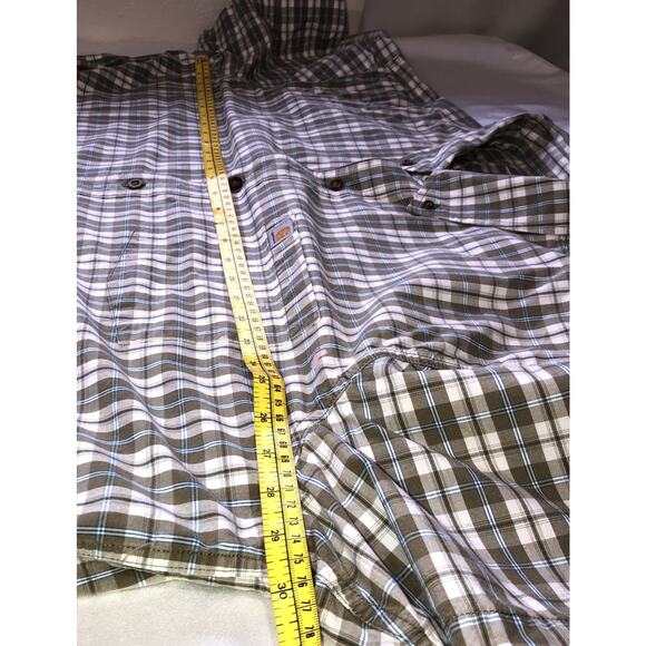 Carhartt Relax Fit Plaid Button Shirt Short Sleeve Olive Green White Mens Sz 3XL - Picture 7 of 11